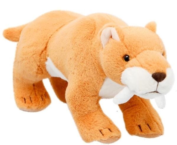 Sabeltiger Smilodon plyschdjur 30x14 cm - All About Nature