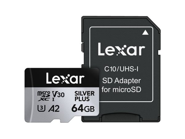 Lexar Professional SILVER PLUS, 64 GB, MicroSDXC, Klasse 3, UHS-I, 205 MB/s, 100 MB/s