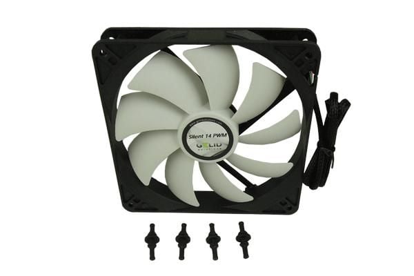 Gelid Solutions Silent 14 PWM, Tuuletin, 14 cm, 750 RPM, 1200 RPM, musta, Valkoinen