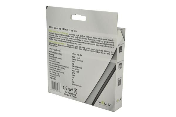 Gelid Solutions Silent Pro 14, Tuuletin, 14 cm, 450 RPM, 1500 RPM, Musta, Valkoinen