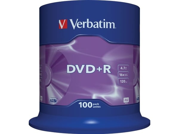 Verbatim - 100 x DVD+R - 4.7 GB 16x - matt silver - spindel