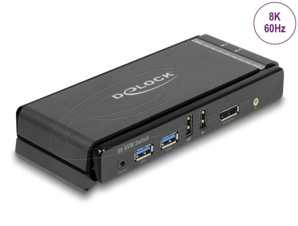 Delock - KVM / lyd / USB-svitsj - DisplayPort 1.4 KVM Switch 8K 60 Hz with USB 5 Gbps and Audio - 2 x KVM/lyd/USB - 1 lokalbruker - stasjonær