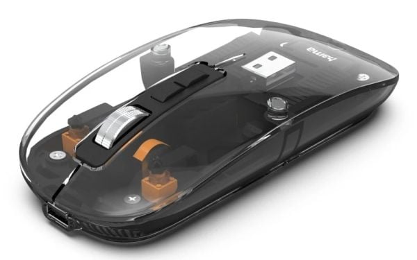 Hama WM-600, Molempikätinen, Optinen, RF Wireless + Bluetooth, 1600 DPI, Läpinäkyvä