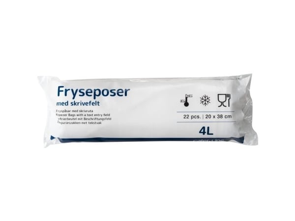 Frysepose, ABENA Cater-Line, 4 l, klar, LDPE/jomfruelig, 20x38 cm 22 poser/per rull - (30 ruller x 22 poser)