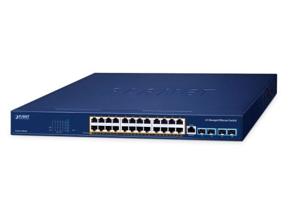 PLANET Layer 3 24-Port 10/100/1000T, Hallittu, L3, Gigabit Ethernet (10/100/1000), Täysin kaksipuolinen, Power over Ethernet -tuki
