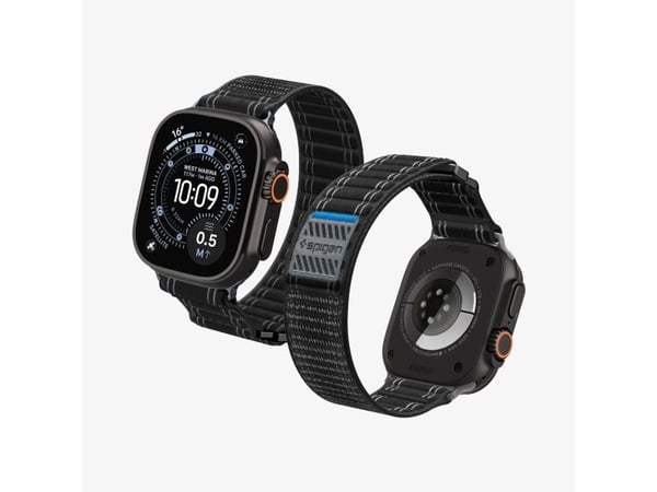 Spigen WBF0, Band, Smartklokke, Svart, Apple, Apple Watch (44/45mm), Apple Watch 10/11 (46mm), Apple Watch Ultra (49mm), Nylon