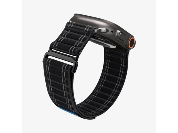Spigen WBF0, Band, Smartklokke, Svart, Apple, Apple Watch (44/45mm), Apple Watch 10/11 (46mm), Apple Watch Ultra (49mm), Nylon