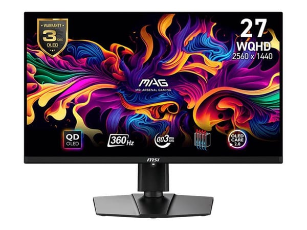 MSI MAG 271QPXDE - OLED-skjerm - spilling - 27" (26,5" skjermstørrelse) - 2560 x 1440 WQHD @ 240 Hz - 1000 cd/m² - 1500 000:1 - DisplayHDR 400 True...