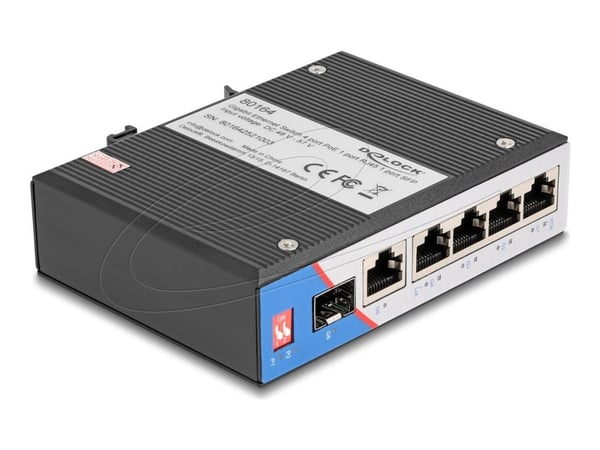 DeLOCK 80164, Gigabit Ethernet (10/100/1000), Power over Ethernet -tuki, DIN rail