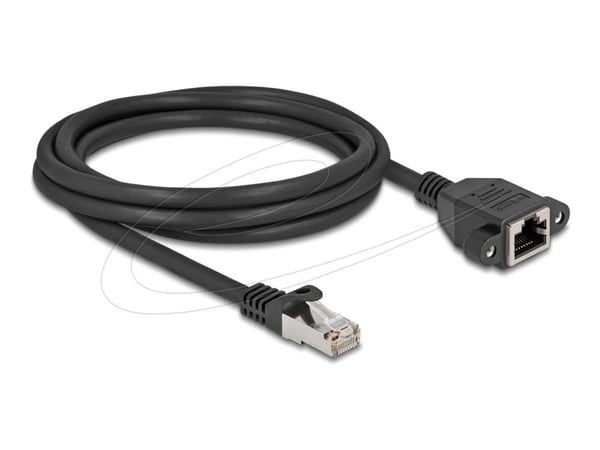 Delock - Nettverksforlengelseskabel - RJ-45 (hann) til RJ-45 (hunn) skrubar - 3 m - S/FTP - CAT 6a - halogenfri, flat - svart