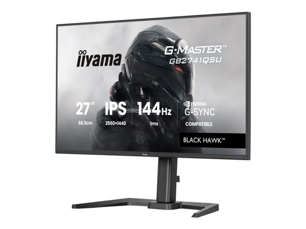 iiyama G-MASTER Black Hawk GB2741QSU-B1 - LED-skjerm - gaming - 27" - 2560 x 1440 @ 144 Hz - IPS - 350 cd/m² - 1500:1 - 1 ms - HDMI, DisplayPort - ...