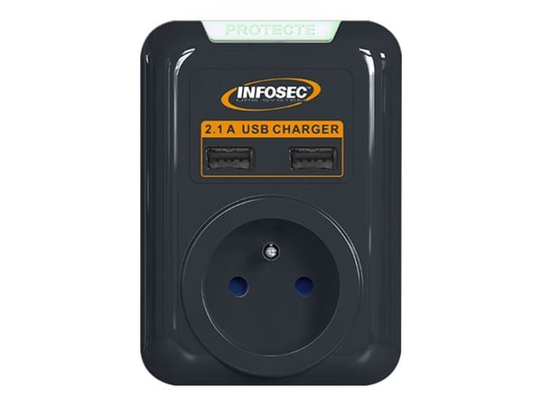INFOSEC S1 USB NEO - Kraftdistributionsenhet - AC 230 V - 3680 Watt (3-polig (Frankrike/Belgien), 2 x USB)