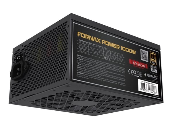 Gembird CCC-PSUGOLD-1000W - Strømforsyning (intern) - ATX - 80 PLUS Gold - AC 100-240 V - 1000 watt - aktiv PFC - svart pulverjakke