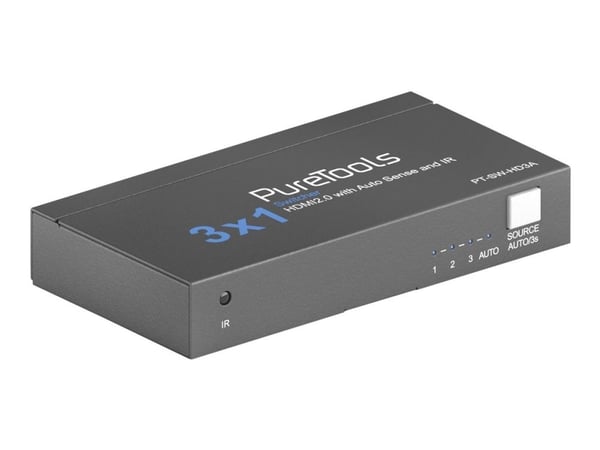 PureTools PT-SW-HD3A, HDMI, Sort, 60 Hz, 18 Gbit/sek., IR, 4K Ultra HD