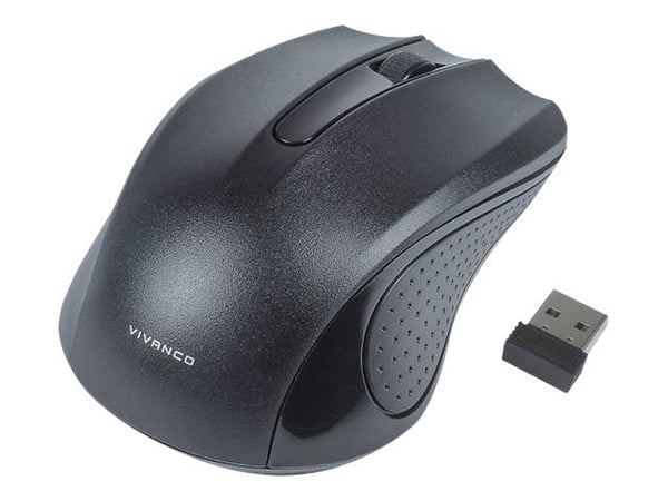 Vivanco IT-MS RF 1000 - Mus - høyre- og venstrehåndet - optisk - 3 knapper - trådløs - 2.4 GHz - USB trådløs mottaker - svart