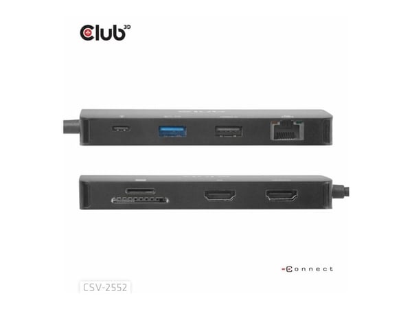 Club 3D - Dokkingstasjon - for skrivebord, bærbar - USB-C - HDMI - 1GbE