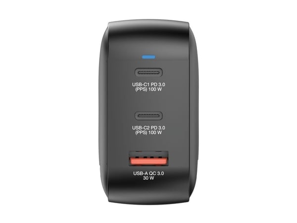 Verbatim - Strömadapter - GaN - 100 Watt - PD 3.0, PD/PPS, QC 4.0 - 3 utdatakontakter (2 x USB-C, USB)