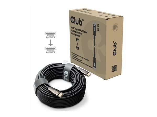 CLUB3D CAC-1392, 30 m, HDMI-tyyppi A (vakio), HDMI-tyyppi A (vakio), 48 Gbit/s, musta