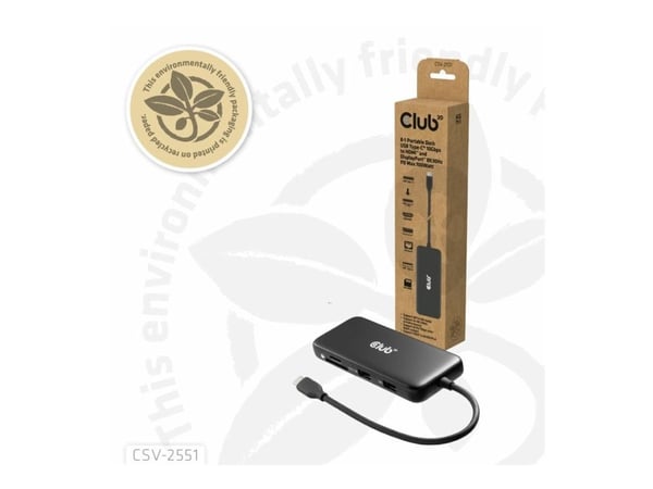 Club 3D 8-in-1 - Telakointiasema - pöytätietokoneeseen, kannettavaan tietokoneeseen - USB-C - HDMI, DP - 1GbE
