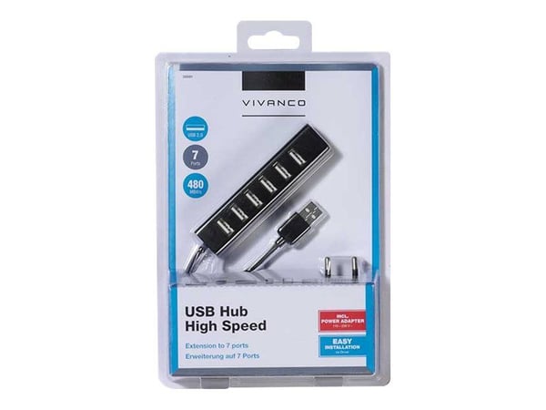 Vivanco 36661, USB 2.0, USB 2.0, 480 Mbit/s, Sort, Strøm, USB, 110 - 240 V