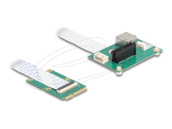 Delock-omformer Mini PCIe-kontakt til PCI Express x1-spor med fleksibel kabel og USB-port