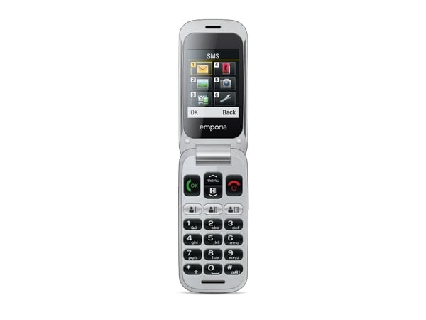 Emporia ONE, simpukka, 6,1 cm (2,4"), 2 MP, Bluetooth, 900 mAh, musta, harmaa, musta, harmaa