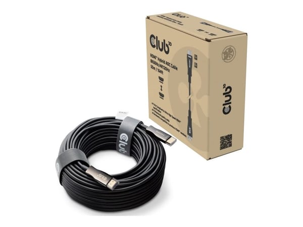 Club 3D - Ultra High Speed - HDMI-kabel - HDMI hane till HDMI hane - 50 m - skyddad hybridkoppar/fiberoptik - svart - Active Optical Cable (AOC), 4...