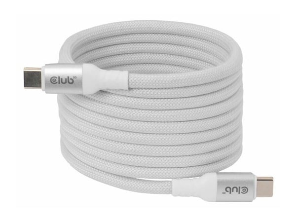 Club 3D - USB-kabel - 24 pin USB-C (hann) til 24 pin USB-C (hann) - USB 2.0 - 48 V - 5 A - 2 m - rullet sammen, USB Power Delivery (240 W), støtte ...