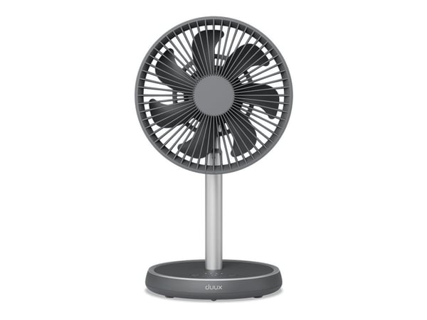 Duux Rize, Kotitaloustuuletin lavoilla, Harmaa, Lattia, Taulukko, 45 dB, 450 m³/h, 90°