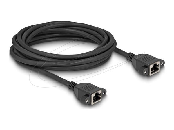 Delock - Nettverksforlengelseskabel - RJ-45 (hunn) med mutre til RJ-45 (hunn) med mutre - 5 m - S/FTP - CAT 6 - halogenfri - svart
