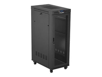 Lanberg FF01 series - Rack - 600 x 1000, platt paket, med nätdörr, LCD - med termostat, LCD-skärm, 6 kylfläktar - fristående - svart, RAL 9004 - 32...