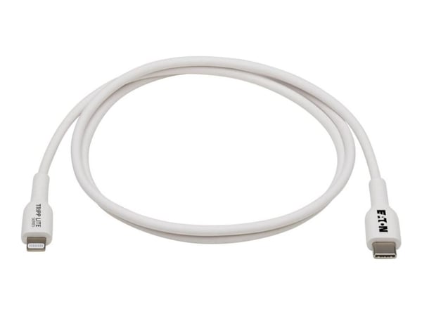 Eaton Tripp Lite Series Safe-IT USB-C to Lightning Sync/Charge Antibacterial Cable (M/M), MFi Certified, White, 1 m (3.3 ft.) - Lightning-kabel - 2...