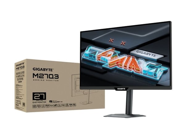 GIGABYTE M27Q3, 68,6 cm (27"), 2560 x 1440 piksler, Quad HD, LED, 1 ms, Sort