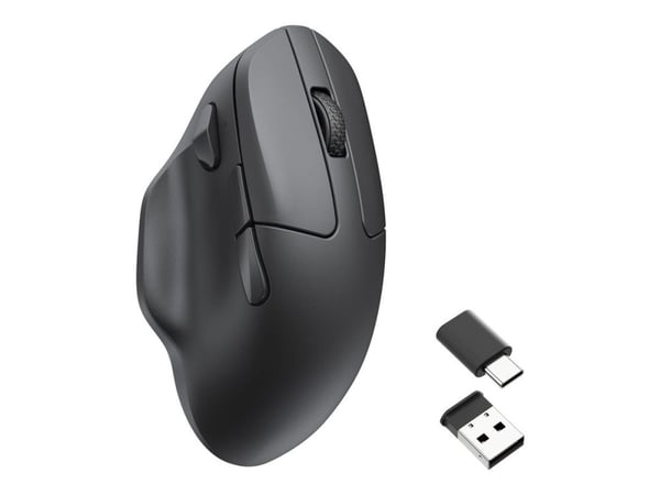 Keychron M7 - Vertikal mus - ergonomisk - optisk - trådlös, kabelansluten - 2.4 GHz, Bluetooth 5.3, USB-C - svart