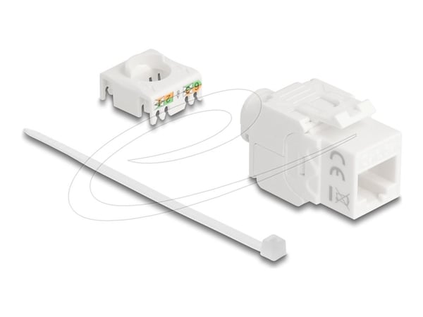 Delock - Modulinnlegg - 180°, toolfree - CAT 6a - UTP - RJ-45, LSA - hvit