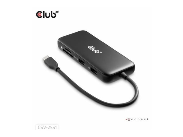 Club 3D 8-in-1 - Dokkingstasjon - for skrivebord, bærbar - USB-C - HDMI, DP - 1GbE