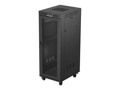 Lanberg FF01 series - Rack skåp - 600 x 800, platt paket, med nätdörr, LCD - med LCD-skärm, termostat, 4 kylfläktar - fristående, golvstående - sva...