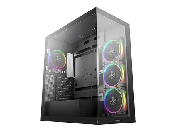 DeepCool CG580 4F V2 - Tower - ATX - sidepanel med vindu (herdet glass) - ingen strømforsyning (ATX / PS/2) - svart - USB/lyd