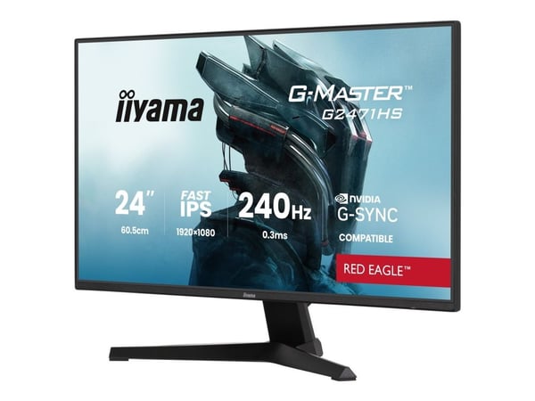 iiyama G-MASTER Red Eagle G2471HS-B1 - LED-skjerm - gaming - 24" - 1920 x 1080 Full HD (1080p) @ 240 Hz - Fast IPS - 350 cd/m² - 1000:1 - 0.3 ms - ...