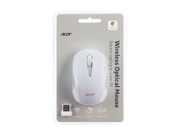 Acer AMR800, Molempikätinen, Optinen, Langaton RF, 1600 DPI, Valkoinen