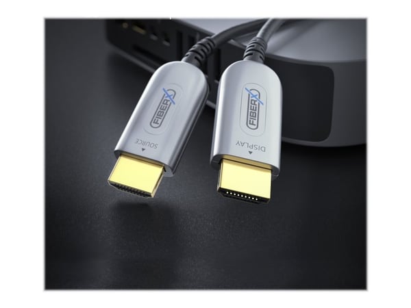 FiberX FX-I350-060, 60 m, HDMI Type A (Standard), HDMI Type A (Standard), 18 Gbit/s, musta, hopea