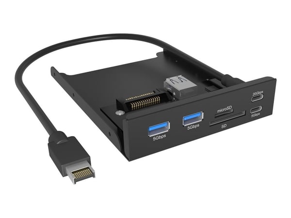 ICY BOX IB-HUB1419-i3 - Hubb - framsidan för 3,5" fack, USB Typ-E anslutning - 2 x SuperSpeed USB 3.0 + 2 x USB-C - insticksmodul