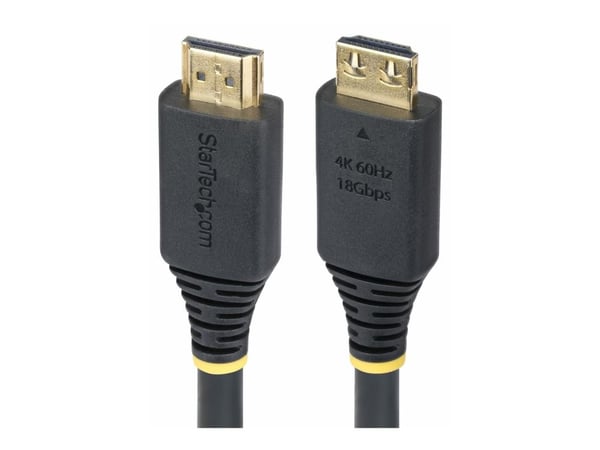 StarTech.com HDMI2-CABLE-GRIP-5M, 5 m, HDMI-tyyppi A (vakio), HDMI-tyyppi A (vakio), 18 Gbit/s, Äänen paluukanava (ARC), musta