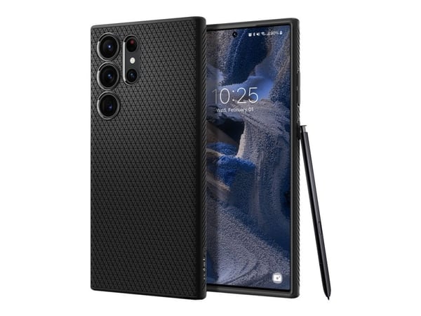 Spigen Liquid Air - Baksidedeksel for mobiltelefon - fleksibel termoplastpolyuretan (TPU) - matt svart - for Samsung Galaxy S23 Ultra
