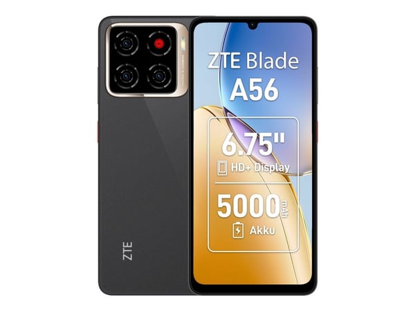 ZTE Blade A56 - 4G älypuhelin - Dual-SIM - RAM 4 GB / Sisäinen muisti 64 GB - microSD-korttipaikka - 6,75 tuumaa - 1600 x 720 pikseliä (90 Hz) - ko...