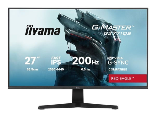 iiyama G-MASTER Red Eagle G2771QS-B1 - LED-skjerm - gaming - 27" - 2560 x 1440 WQHD @ 200 Hz - Fast IPS - 350 cd/m² - 1200:1 - 0.2 ms - HDMI, Displ...