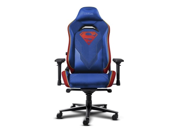 Trust GXT 721SM Ruya Pro Premium Superman - Spillestol - ergonomisk - armlener - T-formet - tipping - stoff, polyuretanlær, treramme - blå