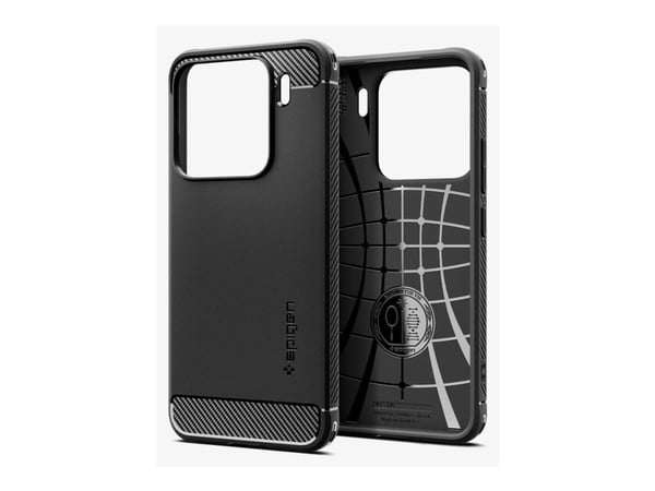 Spigen Rugged Armor - Baksidesskydd för mobiltelefon - termoplastisk polyuretan (TPU) - svart - för Xiaomi 15