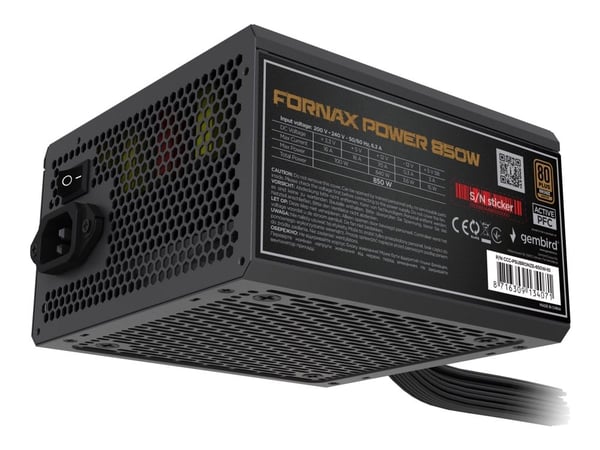 Gembird CCC-PSUBRONZE-850W-10 - Strømforsyning (intern) - ATX - 80 PLUS Bronze - AC 100-240 V - 850 watt - aktiv PFC - svart pulverjakke