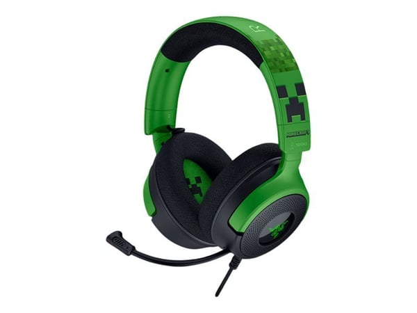 Razer Kraken V4 X - Minecraft Edition - hodesett - full størrelse - kablet - USB-C - lydisolerende